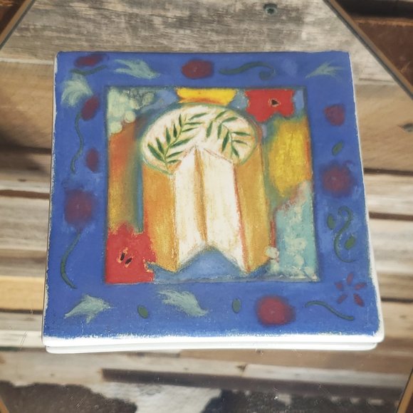 Certified International "Cheese & Flowers" Provence Ceramic Tile Trivet - by Lin - Picture 4 of 4